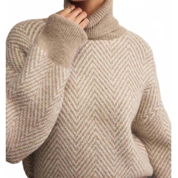 NEW Z SUPPLY balkan funnel neck sweater in beige - Picture 3 of 4